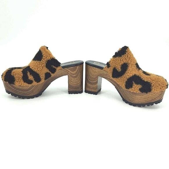 Jessica Simpson Tollia Clog  Mules Faux Shearling Leopard Print Women's Size 6 - Picture 3 of 10